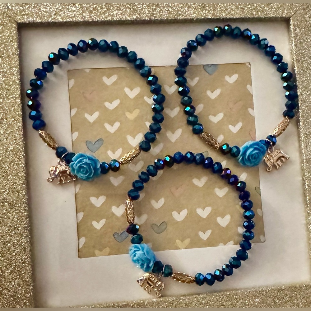 2  Beaded Rose Charm Bracelet - Elegant Women's Accessory 2 Left